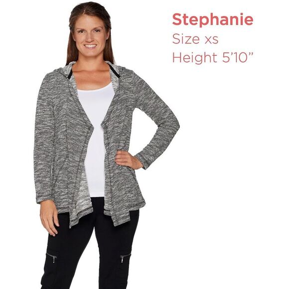 Susan Graver Womens 3X Weekend Space Dye Knit Cardigan Green Open Front NWT - Picture 4 of 4